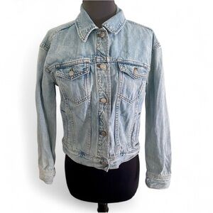 MADEWELL THE BOXY CROP JEAN JACKET IN FITZGERALD WASH DENIM 100% COTTON SIZE XS
